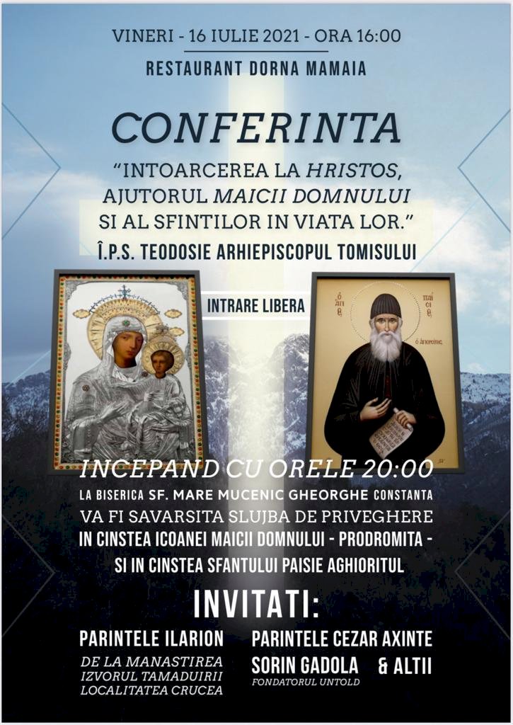 Arhiepiscopia Tomisului invită tinerii la evenimentul „Maica Domnului și Sfântul Paisie, povățuitori duhovnicești ai tinerilor”